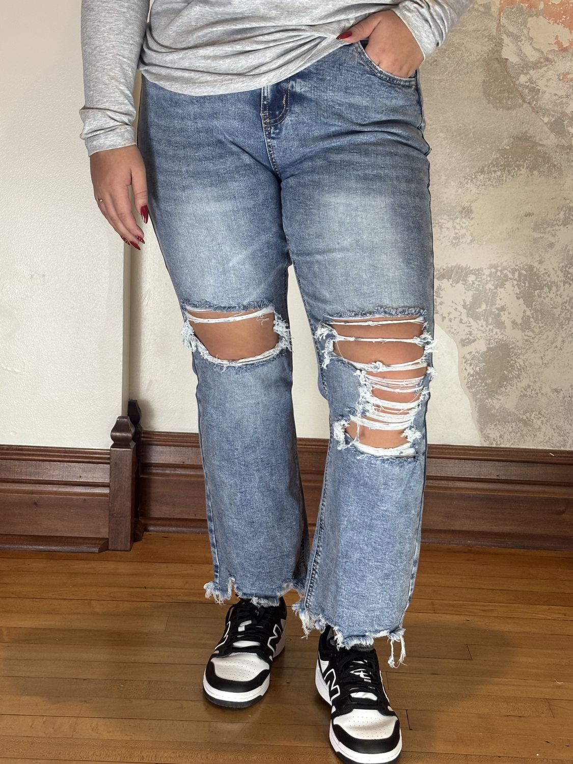 Raw Hemm Open Flared Jean