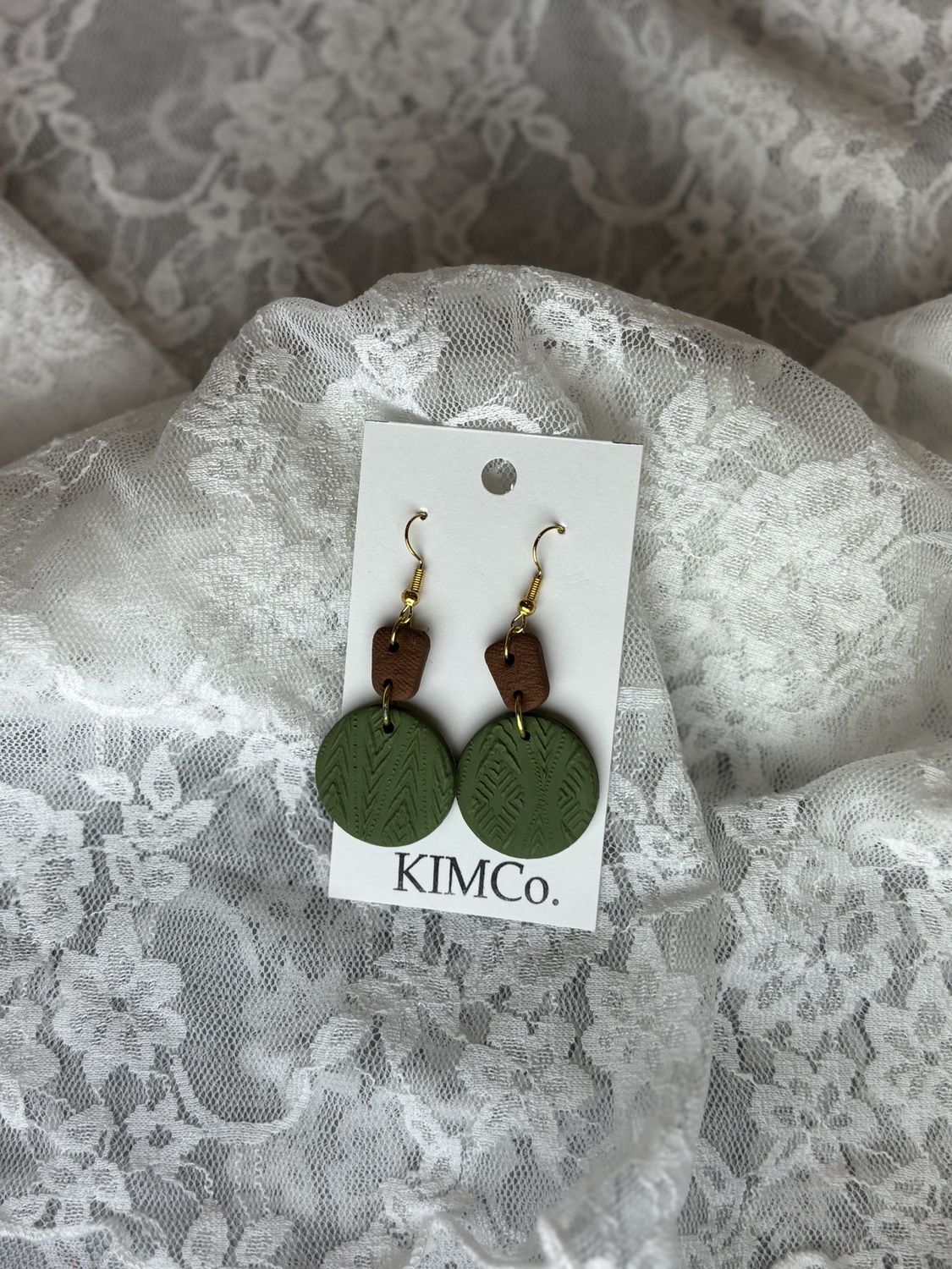 Olive Green Gold plated earrings