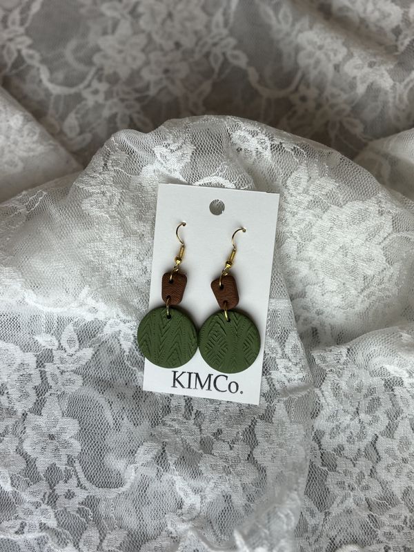 Olive Green Gold plated earrings