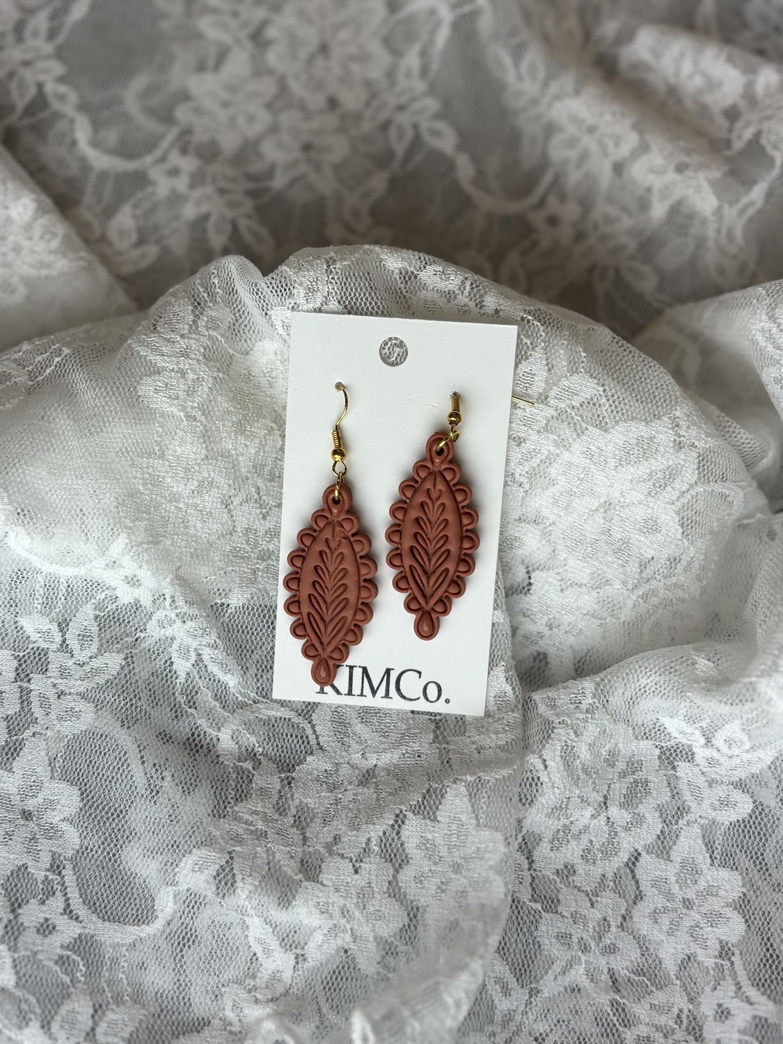 Tooled Gold plated Teardrop earrings