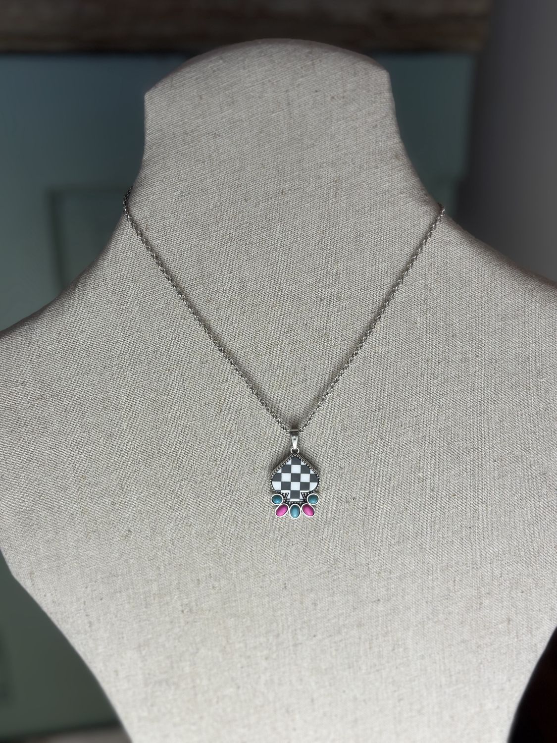 Punchy Cowgirl Checkered Necklace