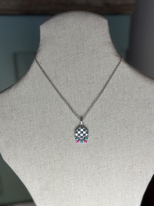 Punchy Cowgirl Checkered Necklace