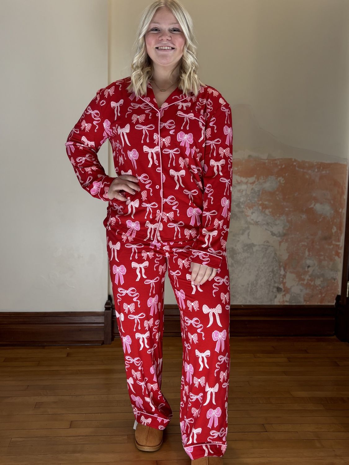 Red Bow Pajama Set