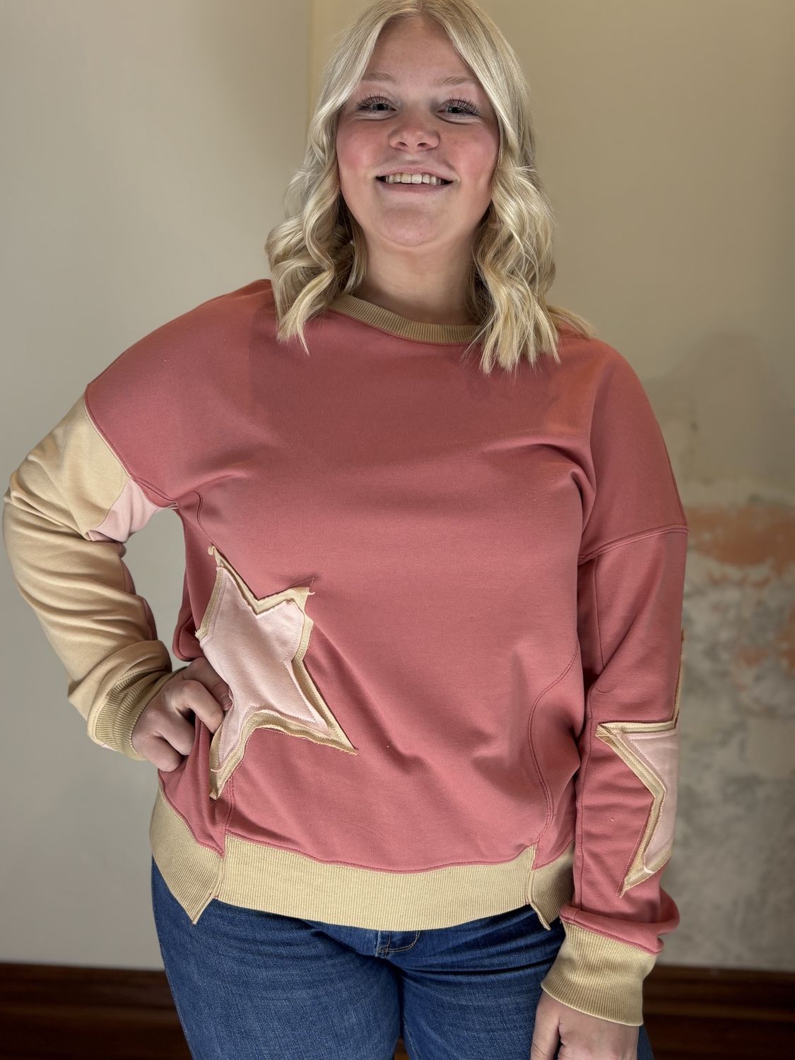 Pink Star Patchwork Long Sleeve