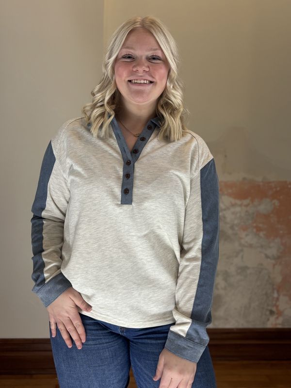 Denim Patchwork Crewneck