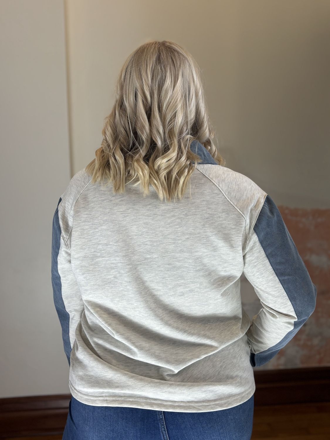 Denim Patchwork Crewneck