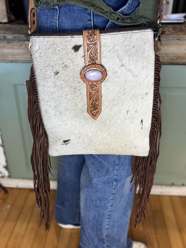 Western Cowhide Fringe Purse