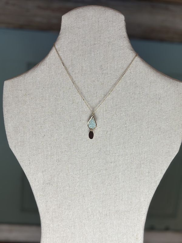 Gold Turquoise Pendant Necklace