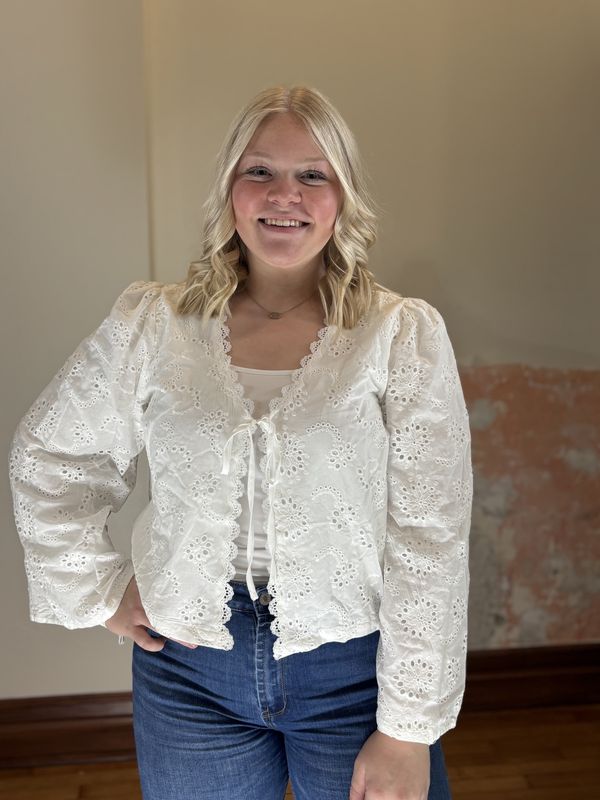 Floral Off-White Tie Blouse