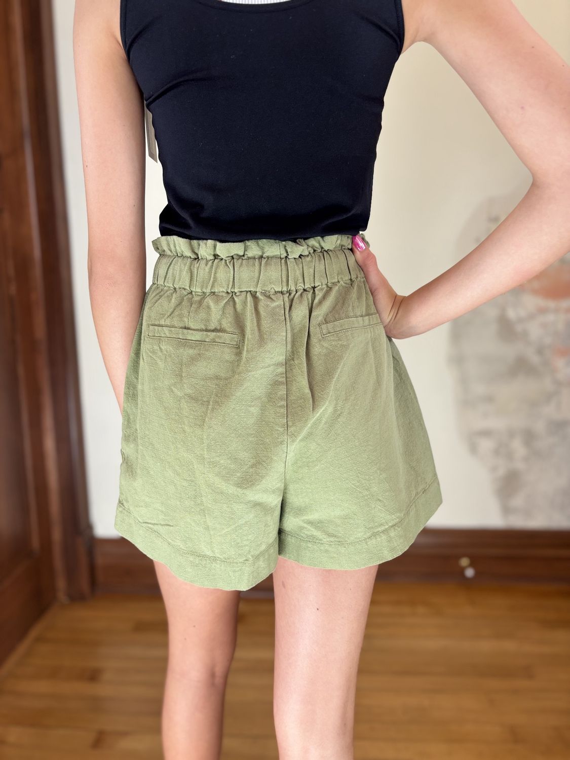 Olive Green Drawstring Shorts