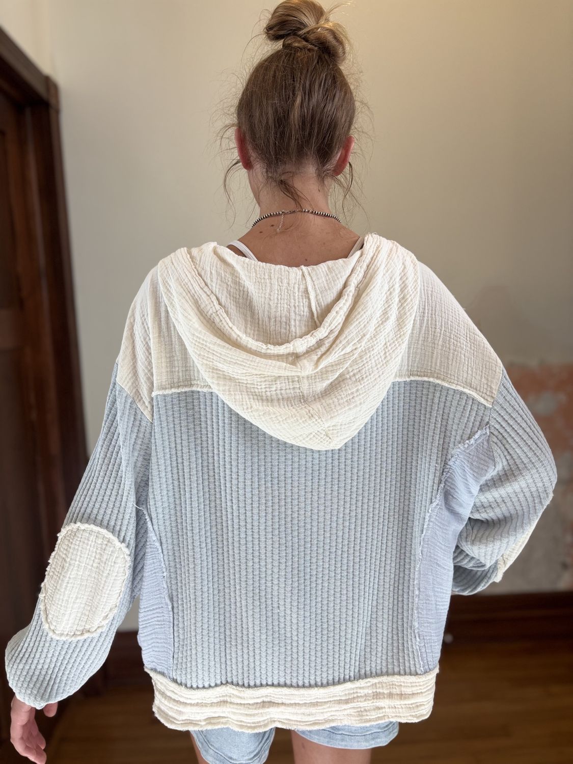 Dusty Blue Button up hoodie