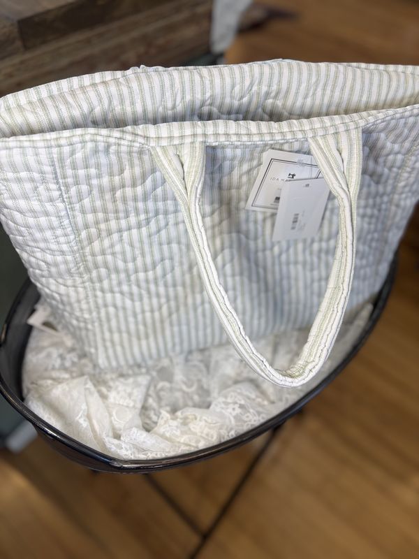 Sage Striped Quilted Handbag