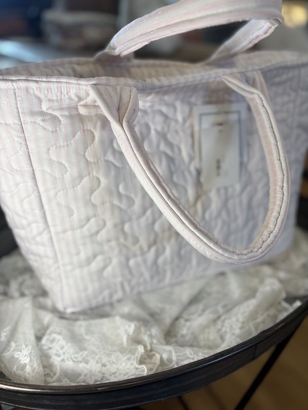 Pink Stripe Quilted Handbag