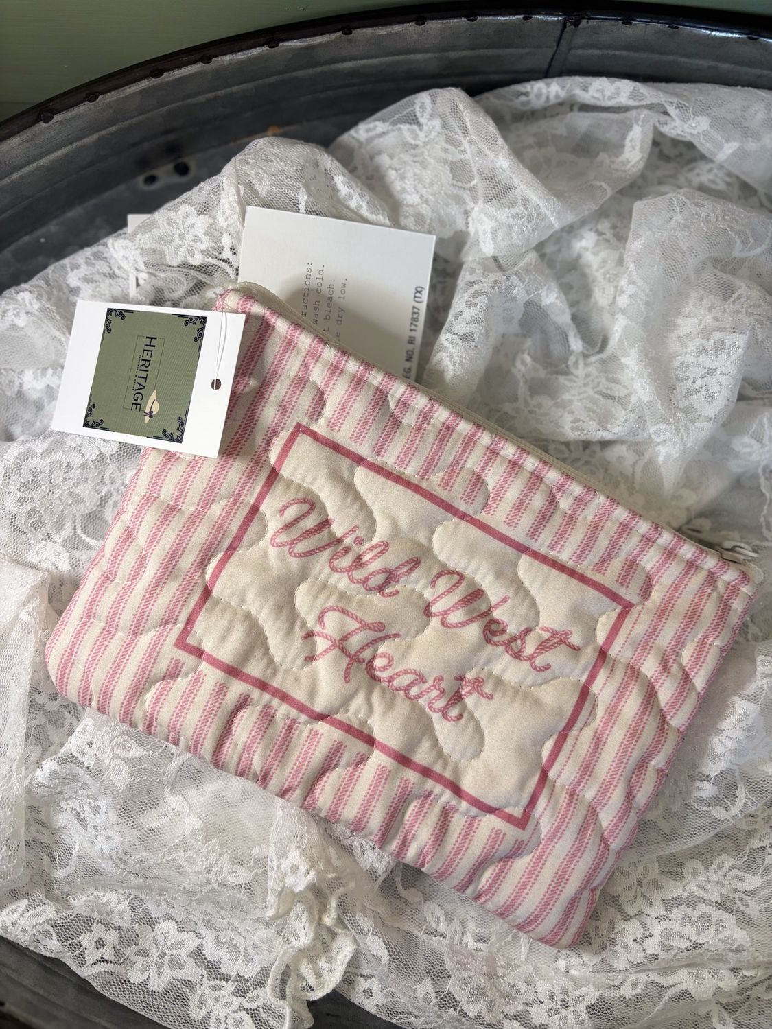 Wild West Heart Quilted Makeup Bag