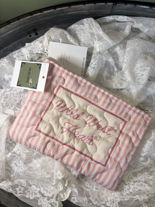 Wild West Heart Quilted Makeup Bag