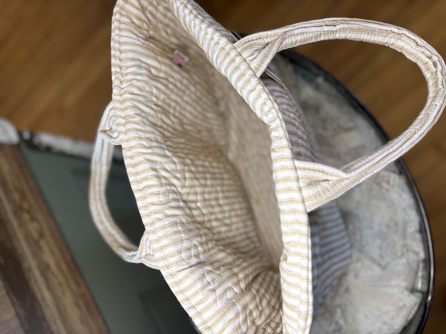 Brown Stripe Quilted Handbag