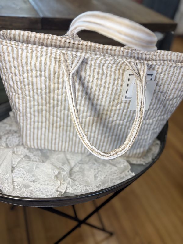 Brown Stripe Quilted Handbag