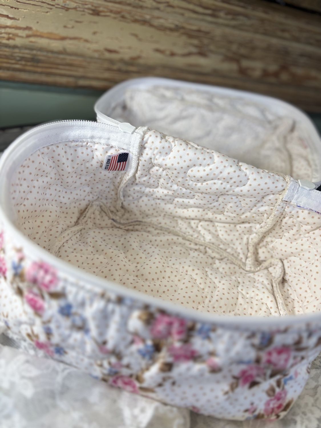 Rosey Floral Quilted Travel Makeup Bag