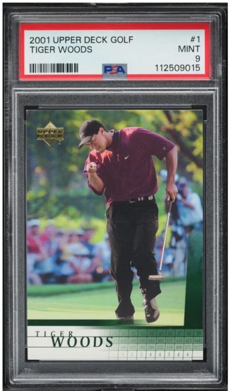 2001 Upper Deck Golf Tiger Woods ROOKIE #1 PSA 9