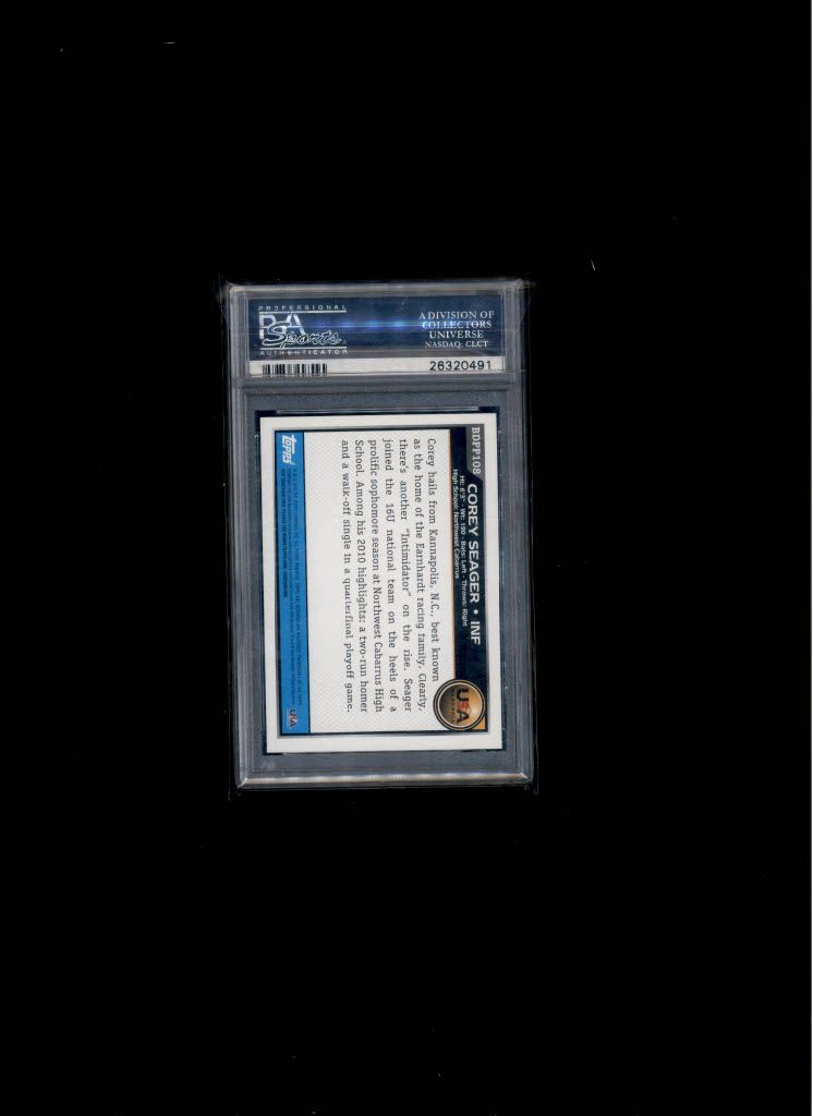 2010 BOWMAN DRAFT PICKS & PROSPECTS COREY SEAGER PSA 9