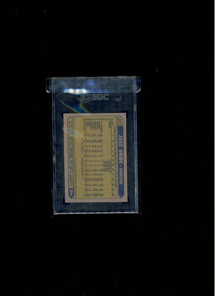 1987 Topps Jose Uribe SGC 8