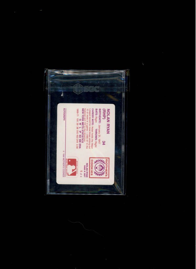 1990 Mothers Cookies Nolan Ryan SGC 8 #2