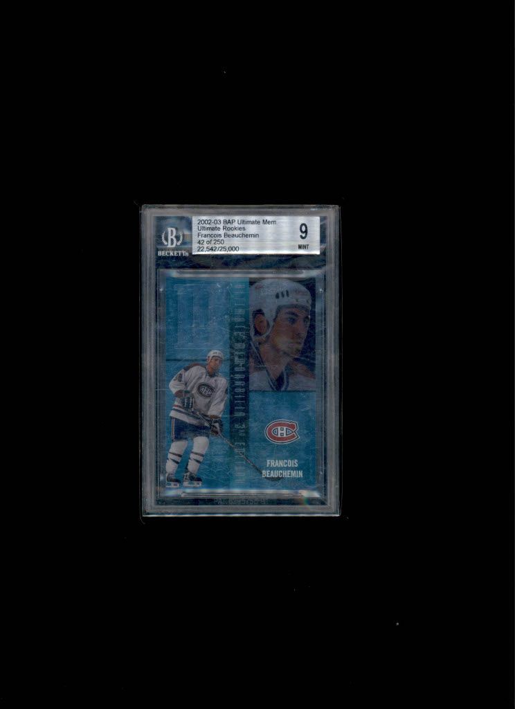 2002-03 Ultimate rookie Memorabilia 3rd Edition #42/250 Francois Beauchemin BGC 9