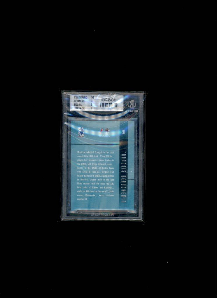 2002-03 Ultimate rookie Memorabilia 3rd Edition #42/250 Francois Beauchemin BGC 9