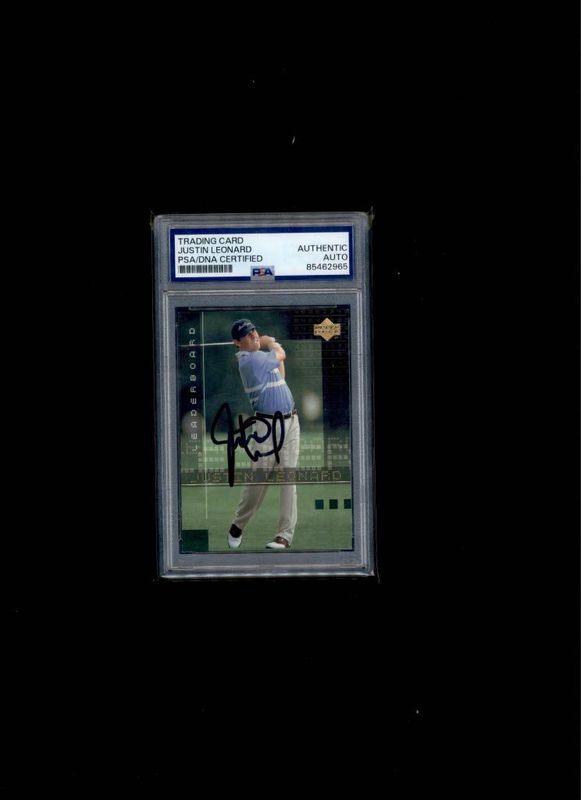2002 Upper Deck Trading Card PSA/DNA Certified Auto Justin Leonard PSA Authentic Auto
