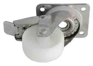 Roulette polypropylène pivotante à frein chape Inox Ø 80 mm