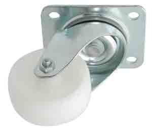 Roulette polypropylène pivotante chape zinguée Ø 60 mm.