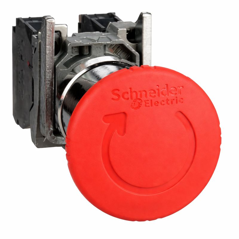 ARRET D'URGENCE AVEC DEVEROUILLAGE TOURNANT 1 F + 1 O rouge