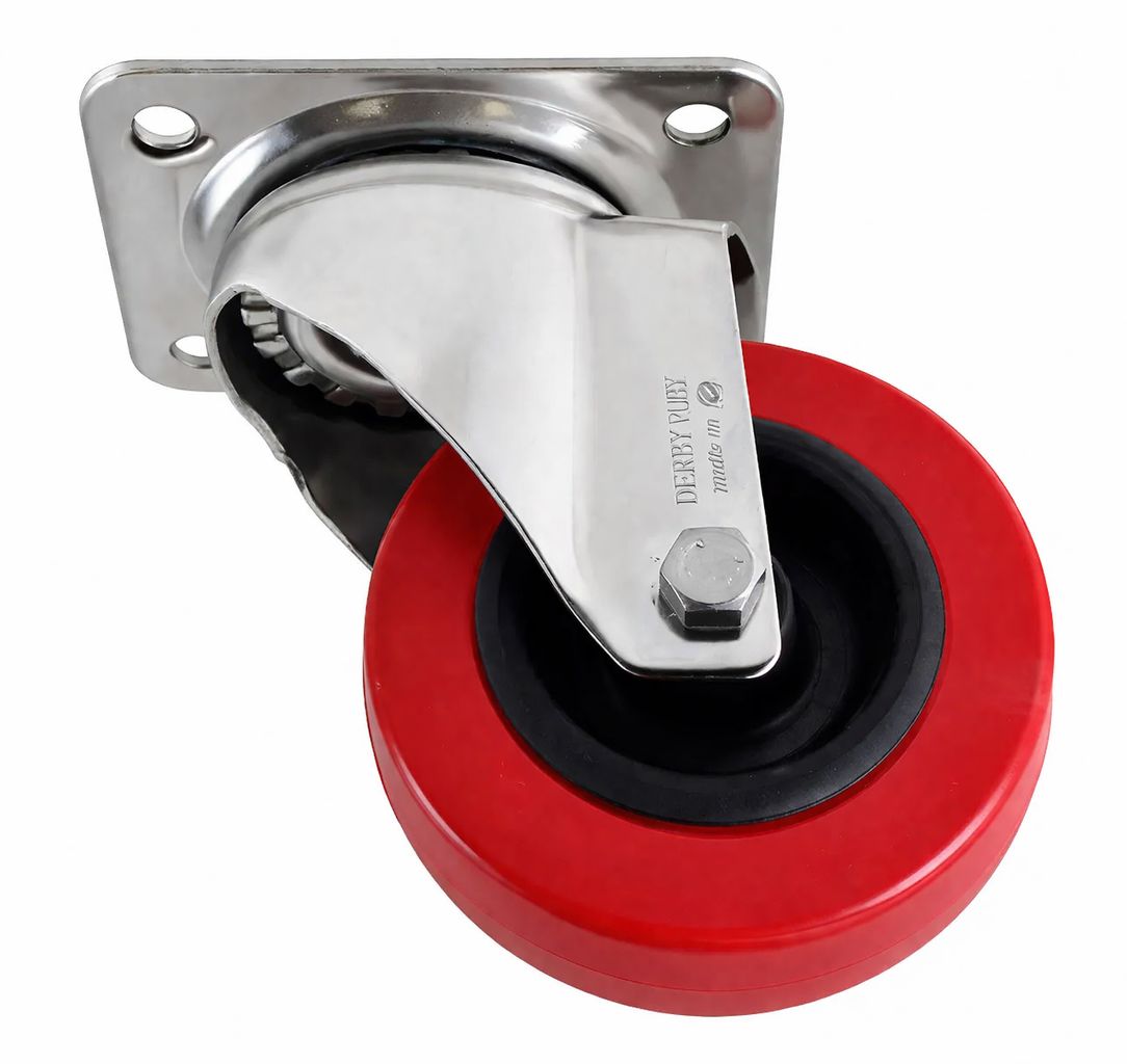 Roulette haute température pivotante chape Inox et bandage siliconé Ø 100