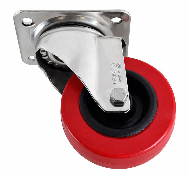 Roulette haute température pivotante chape Inox et bandage siliconé Ø 100