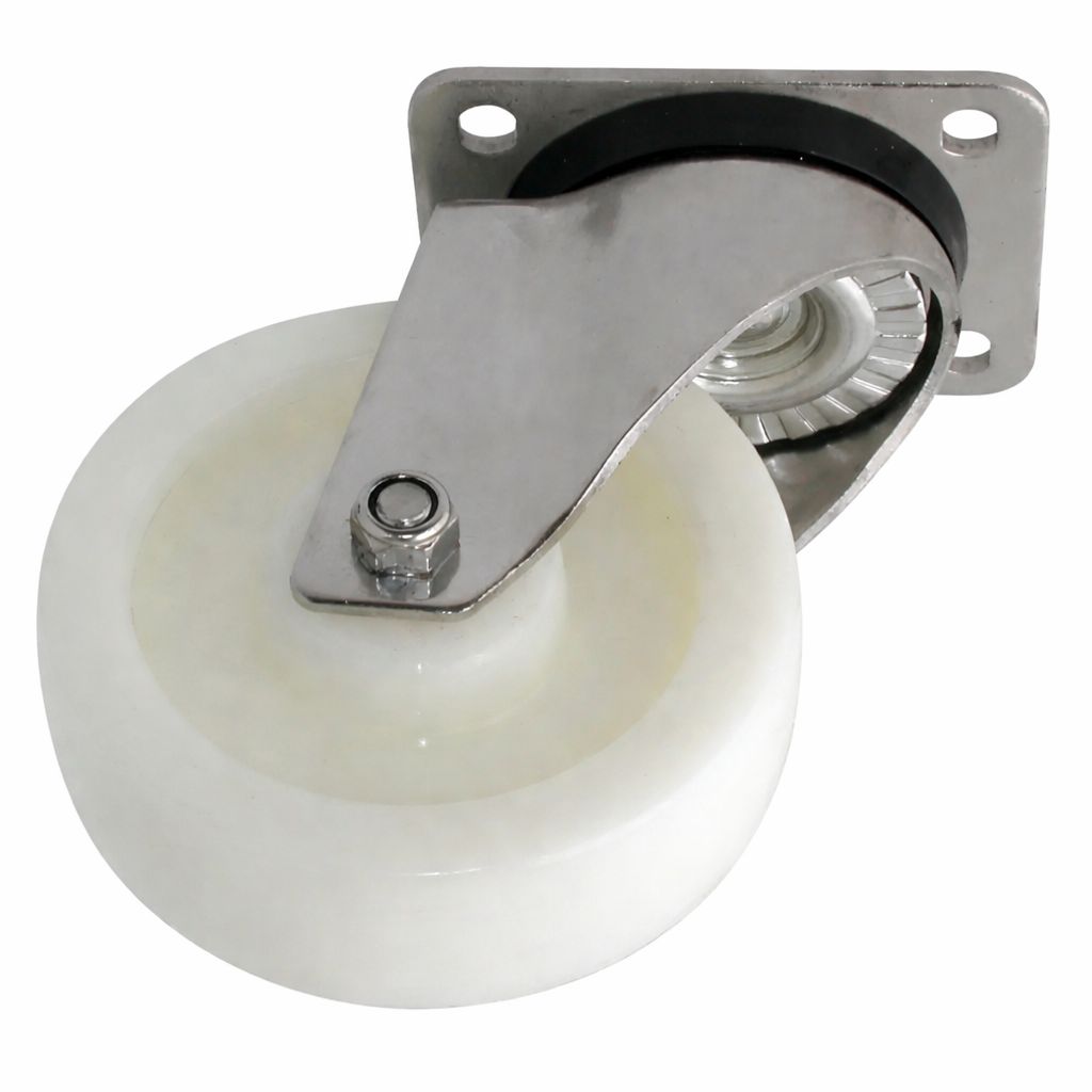 ROULETTE POLYAMIDE PIVOTANTE CHAPE INOX - Ø 125 POUR CHARGES TRES LOURDES