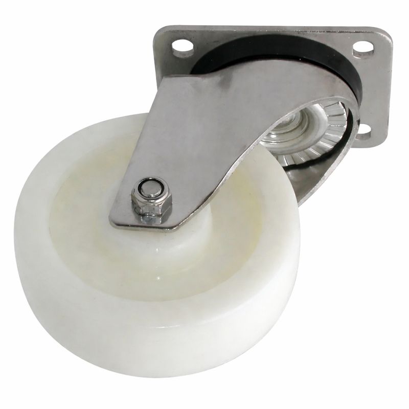 ROULETTE POLYAMIDE PIVOTANTE CHAPE INOX - Ø 125 POUR CHARGES TRES LOURDES