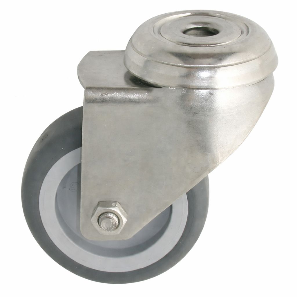 ROULETTE FAIBLE HAUTEUR CAOUTCHOUC PIVOTANTE CHAPE INOX ø 50