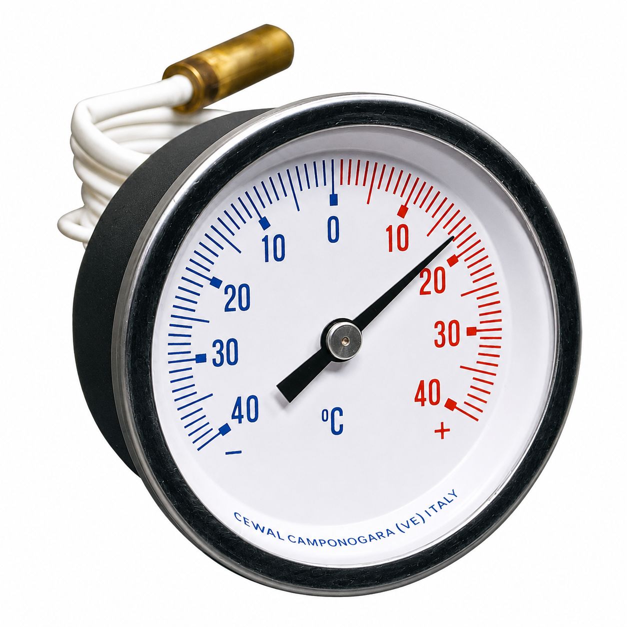 Thermomètre à capillaire boitier métal - 40/+ 40°C. Thermomètre à capillaire boitier métal - 40/+ 40°C.