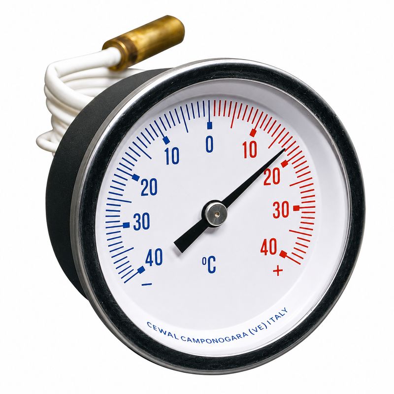 Thermomètre à capillaire boitier métal - 40/+ 40°C. Thermomètre à capillaire boitier métal - 40/+ 40°C.