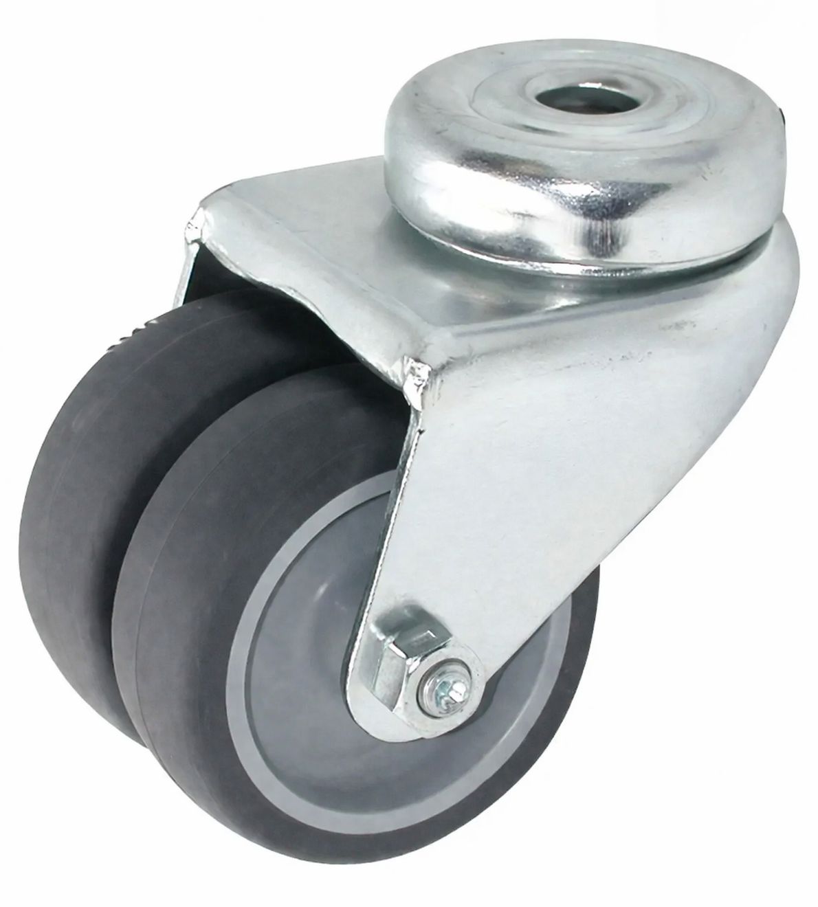 ROULETTES FAIBLE HAUTEUR DOUBLE CAOUTCHOUC PIVOTANTE CHAPE ZINGUÉE ø 50