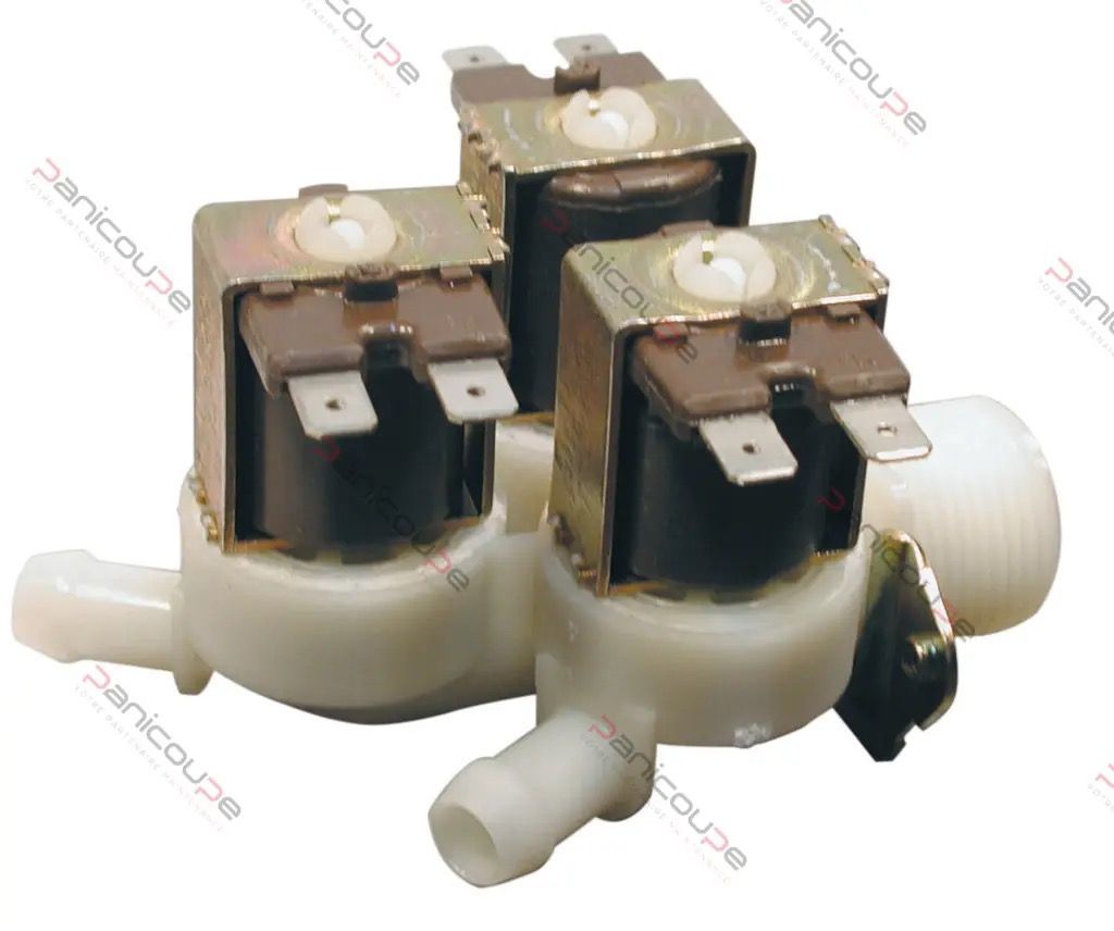 Electrovanne droite corps plastique 3 voies 180 degrés 230 volts