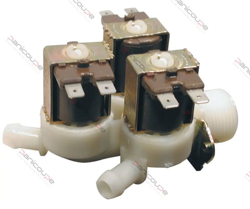Electrovanne droite corps plastique 3 voies 180 degrés 230 volts