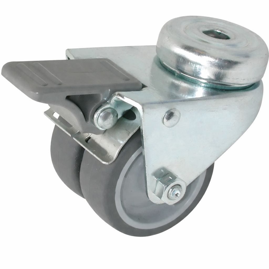 ROULETTE FAIBLE HAUTEUR DOUBLE PIVOTANTE À FREIN ø 50