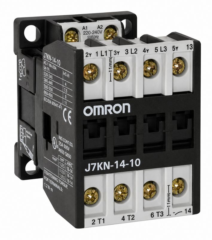 Contacteur de puissance tripolaire 14 Ampères avec contact auxiliaire 1"O" OMRON