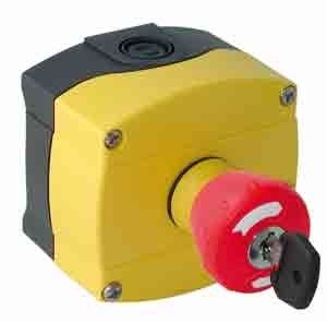 Bouton arrêt coup de poing Dévérouillage par clé sous boîtier