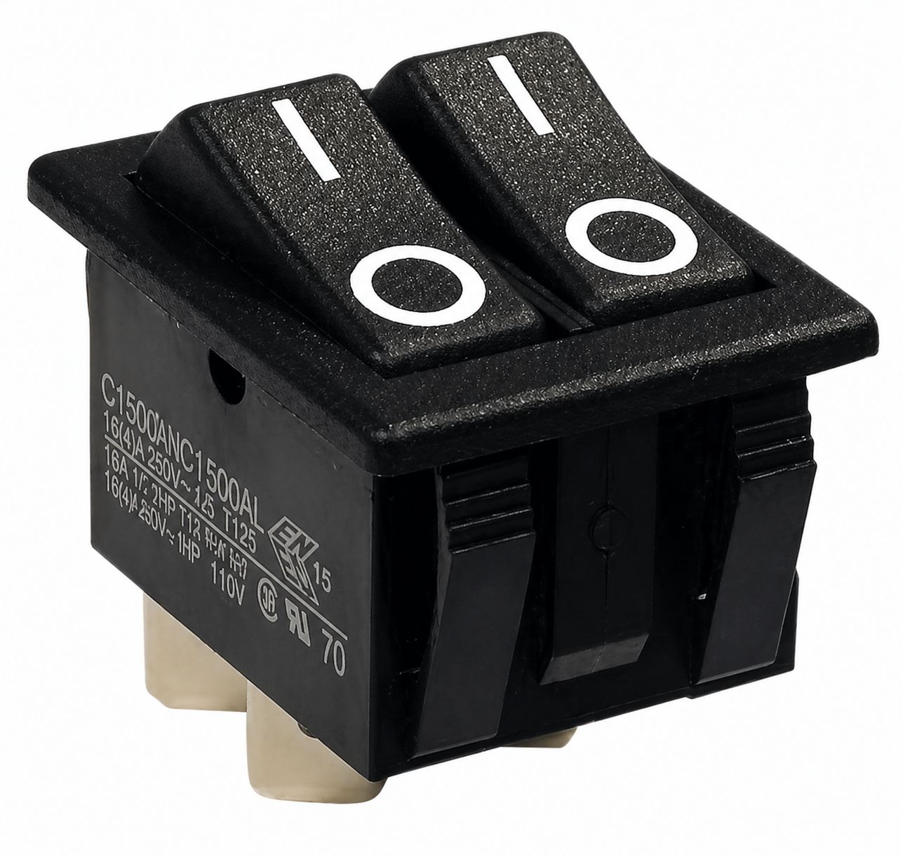 Interrupteur double unipolaire non lumineux à touche basculante pour découpe 30,2 x 22,2 mm