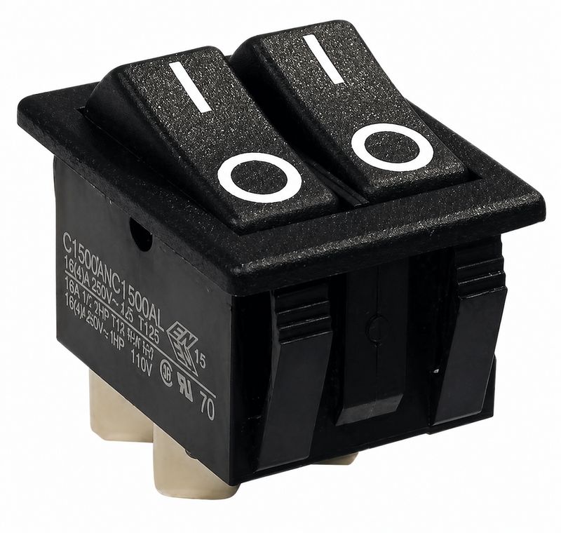 Interrupteur double unipolaire non lumineux à touche basculante pour découpe 30,2 x 22,2 mm