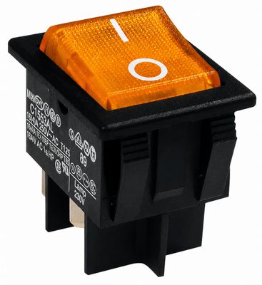 Interrupteur lumineux bipolaire  à touche basculante pour découpe 30,2 x 22,2 mm