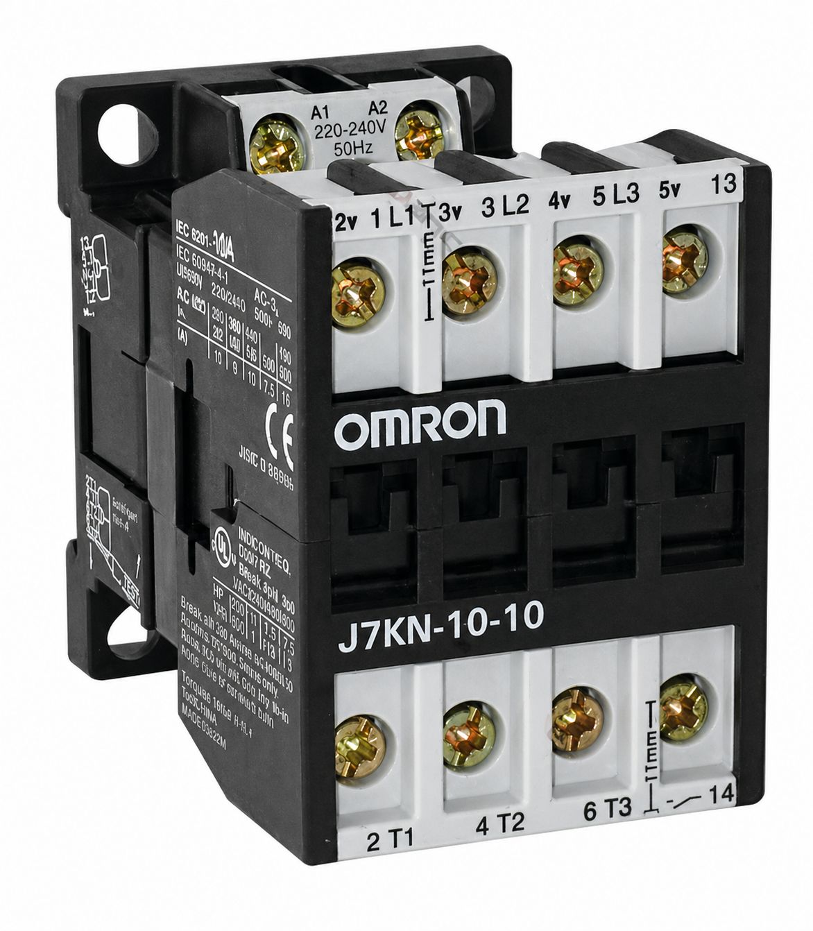 Contacteur de puissance tripolaire 10 Ampères avec contact auxiliaire 1"0" OMRON