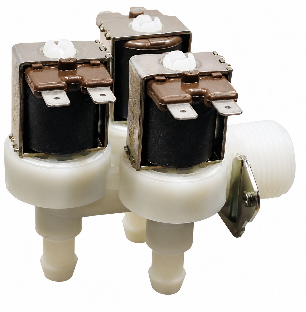 Electrovanne droite corps plastique 3 voies 180 degrés 230 volts Electrovanne droite corps plastique 3 voies 180 degrés 230 volts